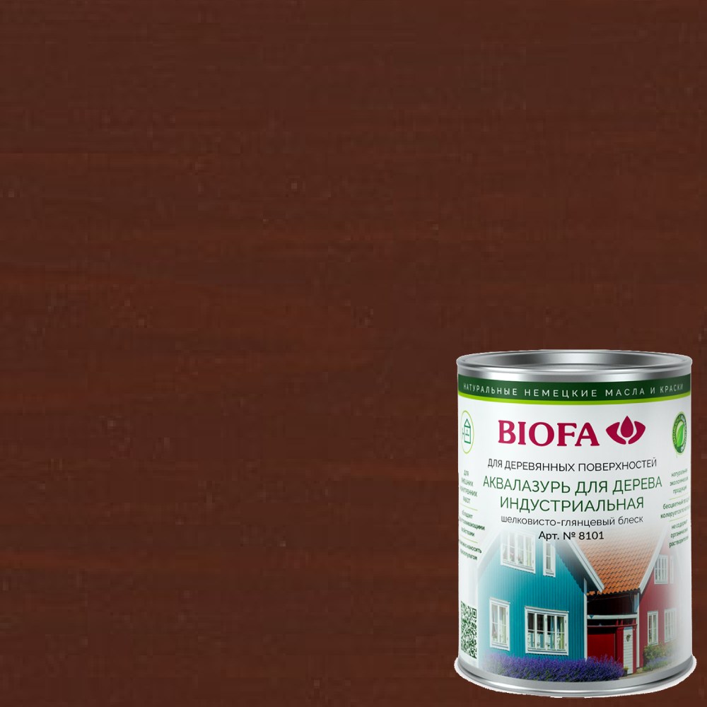 Аквалазурь для дерева Biofa 8101 цвет 8107 Шведский красный 0,125 л