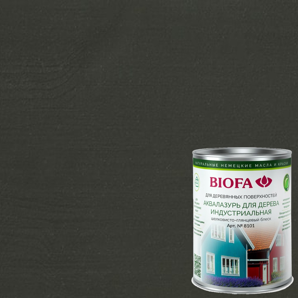 Аквалазурь для дерева Biofa 8101 цвет 8110 Графит 1 л Аквалазурь для дерева Biofa 8101 цвет 8110 Графит 1 л