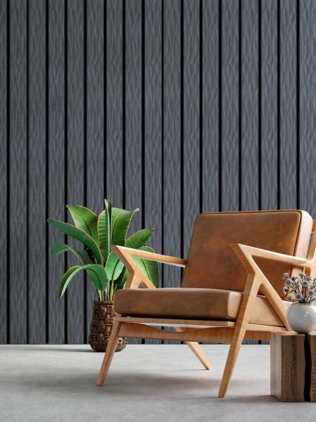 Стеновая панель из полистирола Hiwood LV127W GR15K 2700×120×12 фото в интерьере