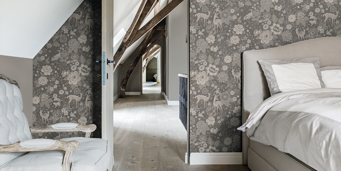 Обои Loymina British Style Forest Forest Deer BRIT 3 010 10,05×1 фото в интерьере