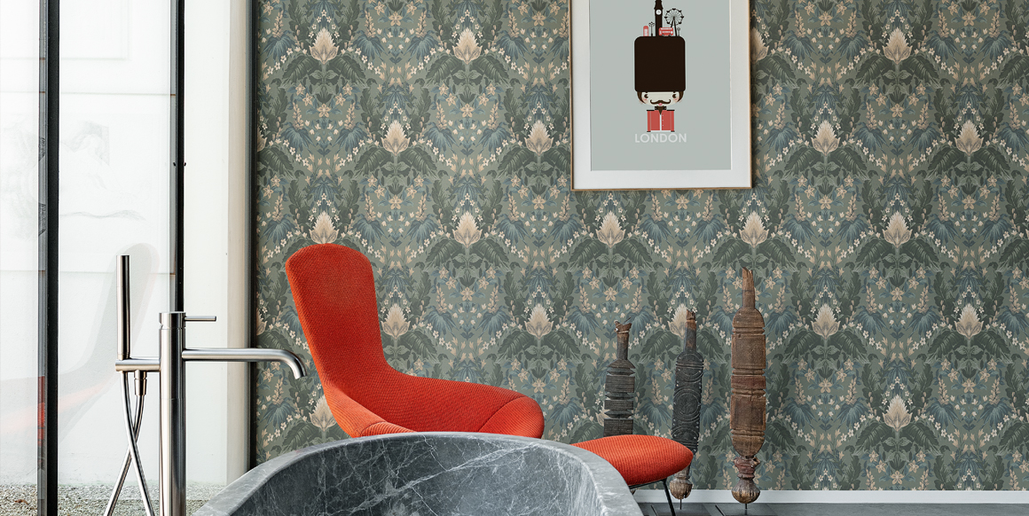 Обои Loymina British Style Forest Scottish Flower BRIT 6 005 10,05×1 фото в интерьере