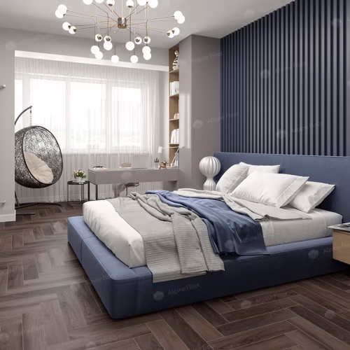 Кварцвиниловый SPC ламинат Alpine Floor Parquet Light Дуб Фафнир ECO 13-16 венгерская елка 600×125×4