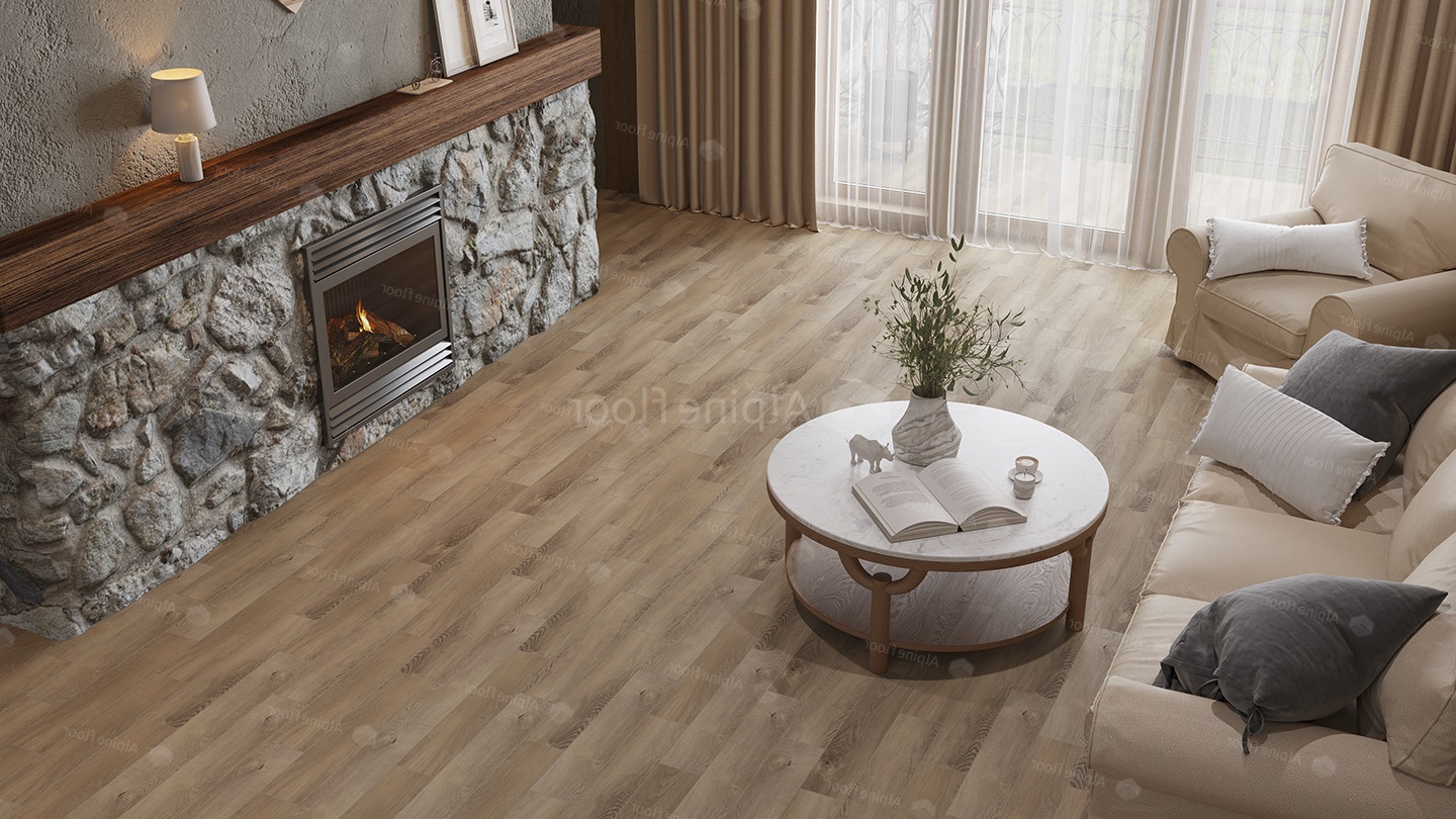 Кварцвиниловый SPC ламинат Alpine Floor Parquet Light Дуб Синистра ECO 13-17 венгерская елка 600×125×4 фото в интерьере