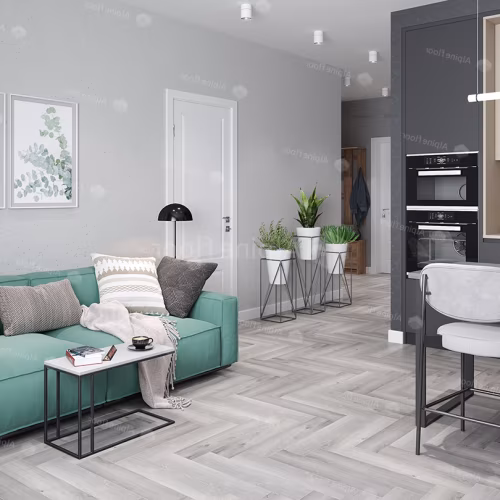Кварцвиниловый SPC ламинат Alpine Floor Parquet Light Дуб Лейтена ECO 13-18 венгерская елка 600×125×4