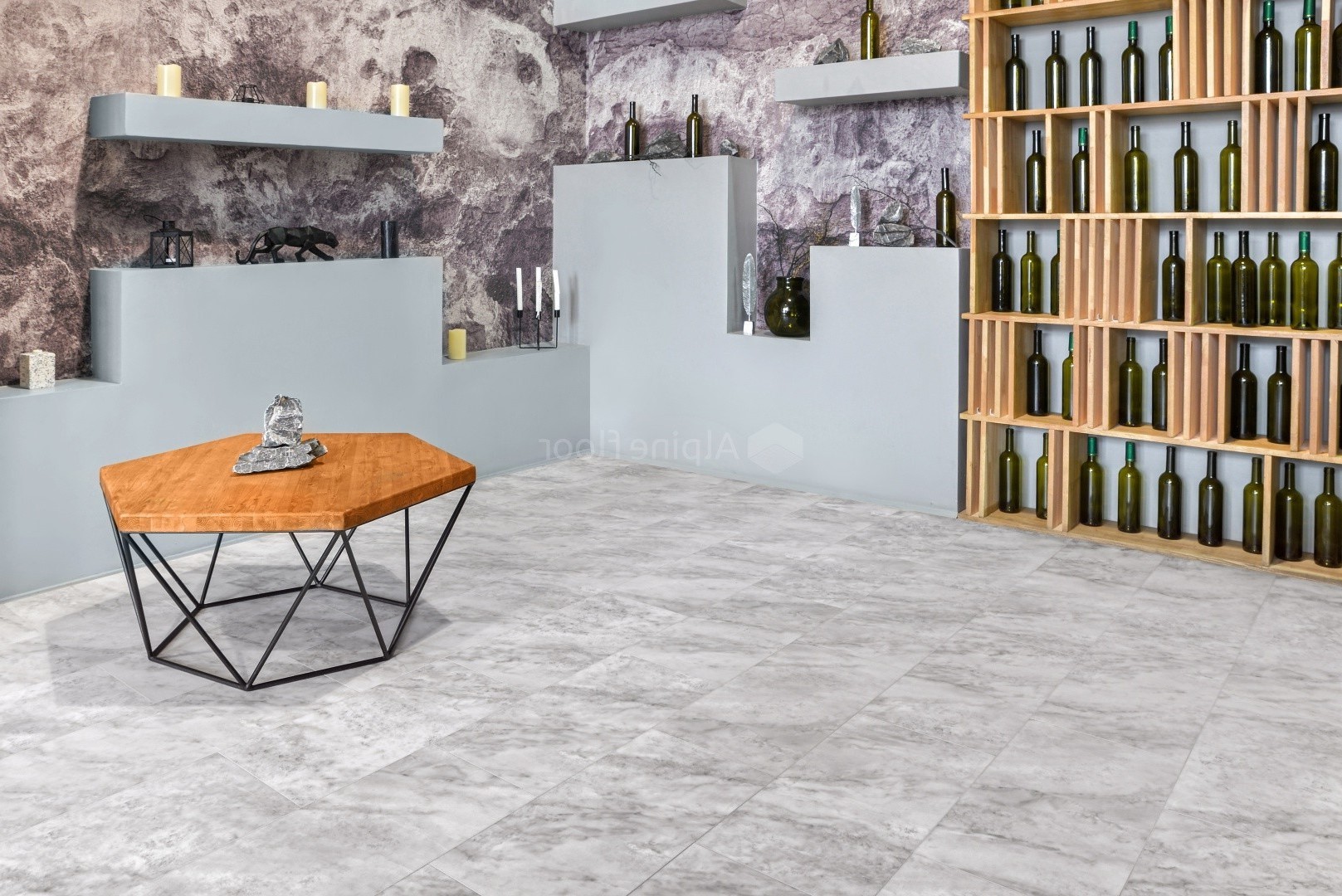Кварцвиниловый SPC ламинат Alpine Floor Stone Mineral Core Чили ECO 4-19 609,6×304,8×4 фото в интерьере