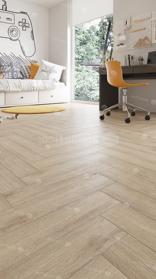 Кварцвиниловый SPC ламинат Alpine Floor Parquet Light Дуб Медия ECO 13-20 венгерская елка 600×125×4 фото в интерьере