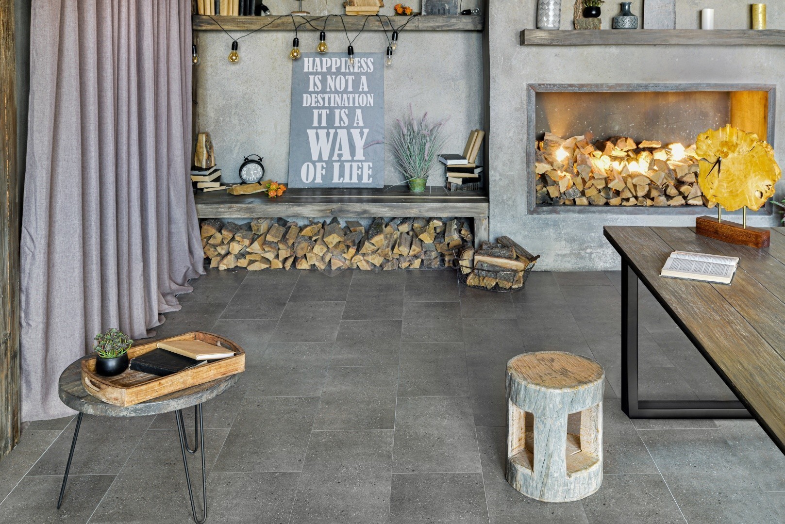 Кварцвиниловый SPC ламинат Alpine Floor Stone Mineral Core Майдес ECO 4-23 609,6×304,8×4 фото в интерьере