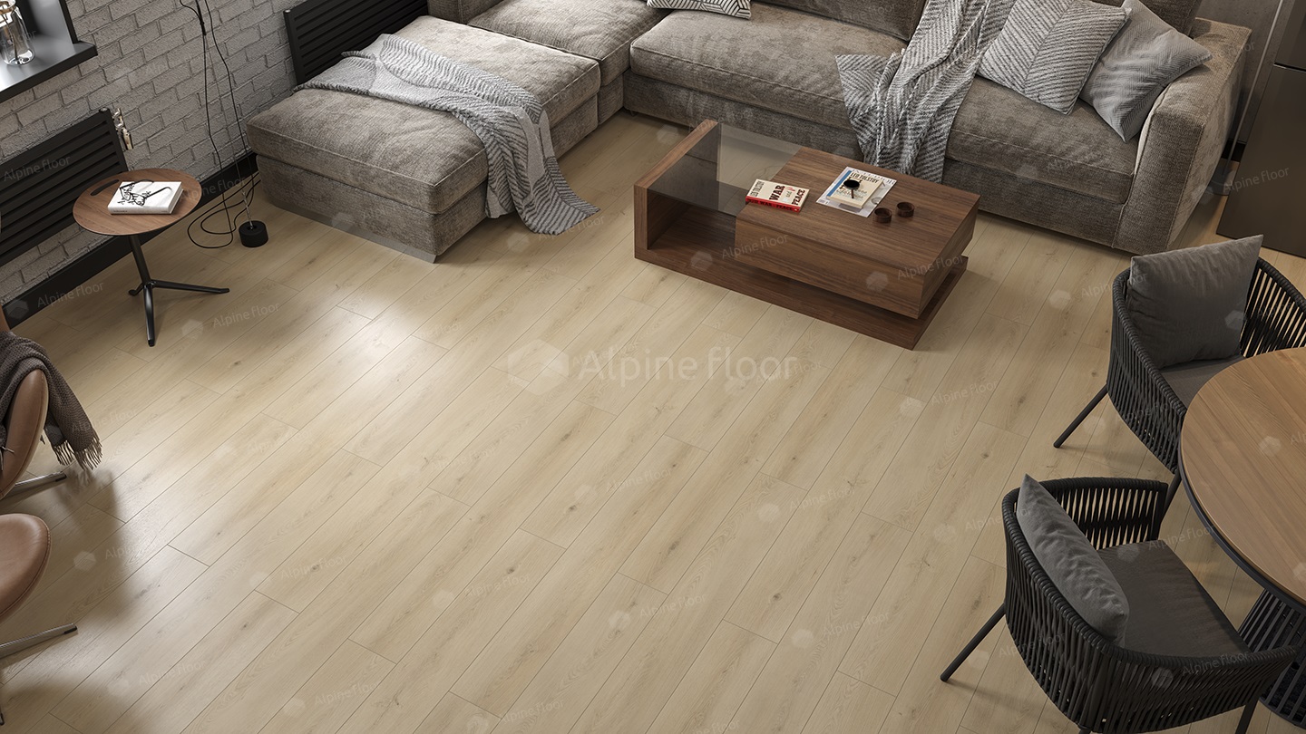 Кварцвиниловый SPC ламинат Alpine Floor Grand Sequoia Кипарисовая ECO 11-26 1220×183×4 фото в интерьере