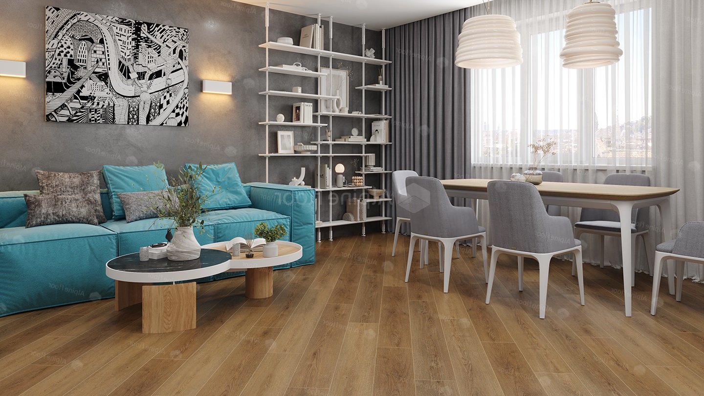 Кварцвиниловый SPC ламинат Alpine Floor Grand Sequoia Пайни ECO 11-28 1220×183×4 фото в интерьере