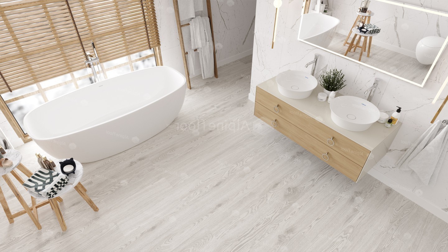 Кварцвиниловая плитка Alpine Floor клеевая Ultra Дуб Арктик ECO 5-1 1219,2×184,15×2 фото в интерьере