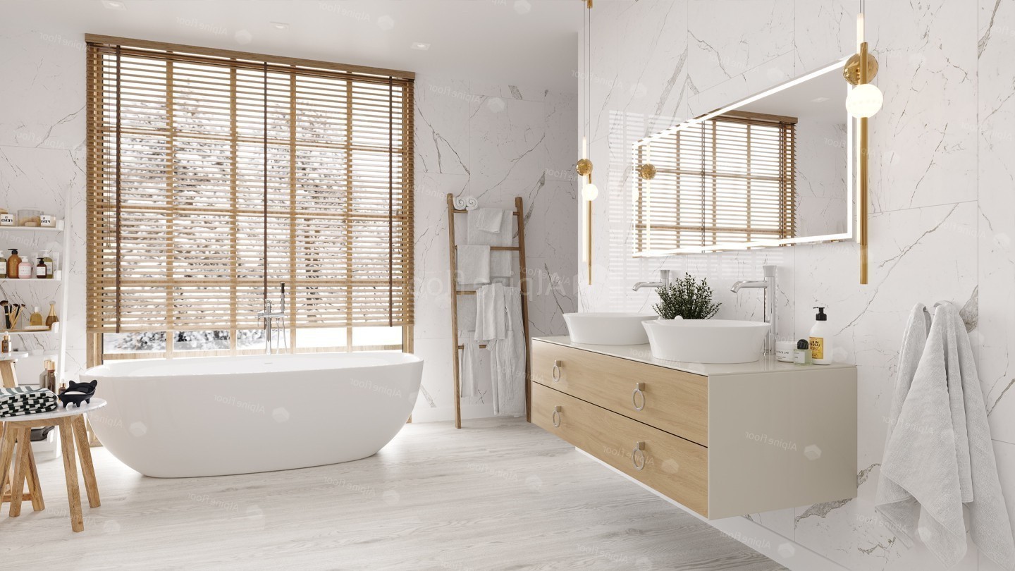 Кварцвиниловая плитка Alpine Floor клеевая Ultra Дуб Арктик ECO 5-1 1219,2×184,15×2 фото в интерьере