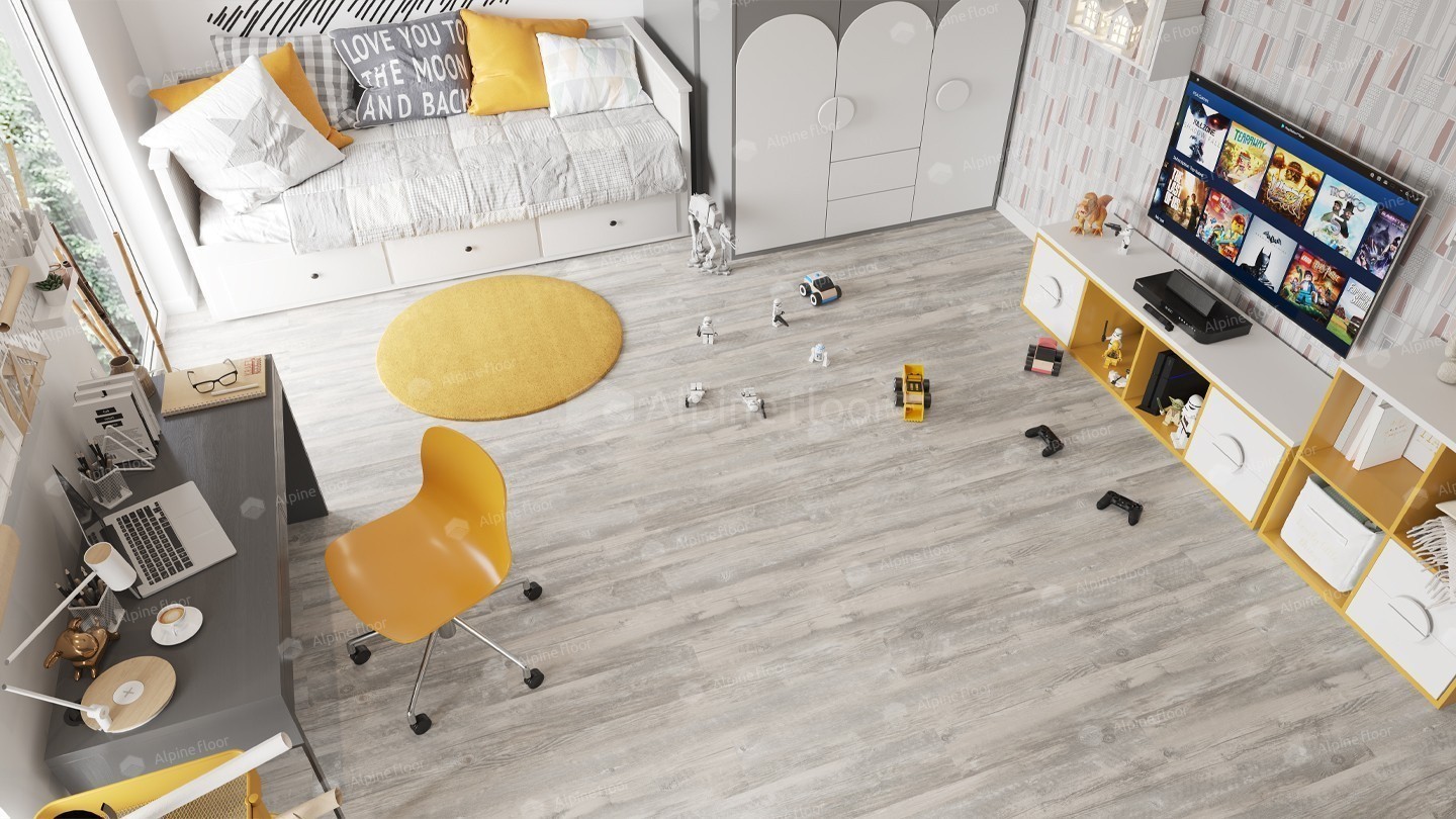 Кварцвиниловая плитка Alpine Floor клеевая Easy Line Акация ECO 3-6 1219,2×184,15×3 фото в интерьере