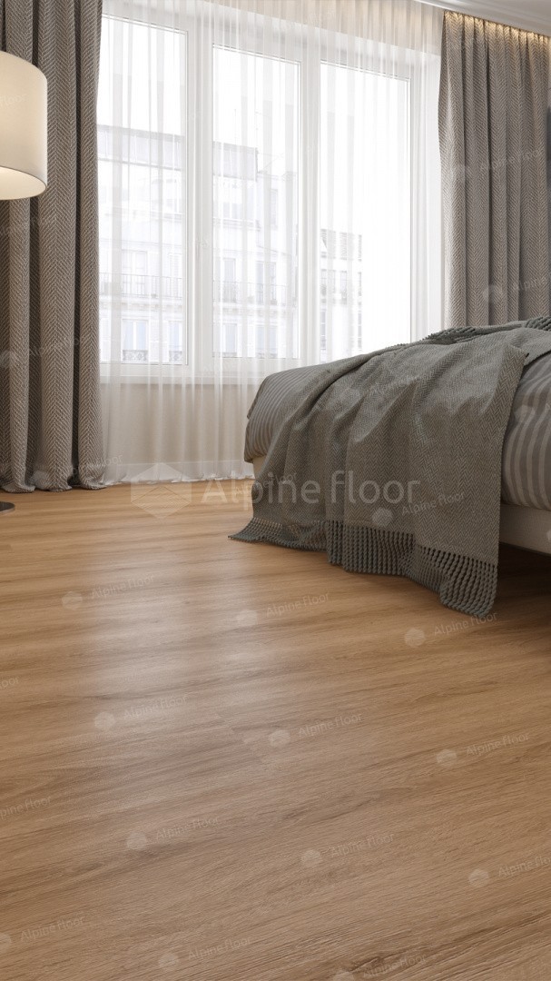 Кварцвиниловая плитка Alpine Floor клеевая Ultra Дуб Рыжий ECO 5-21 1219,2×184,15×2 фото в интерьере
