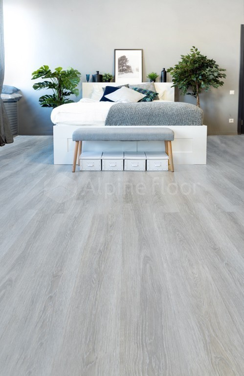 Кварцвиниловая плитка Alpine Floor клеевая Easy Line Дуб Туманный ECO 3-26 1219,2×184,15×3 фото в интерьере