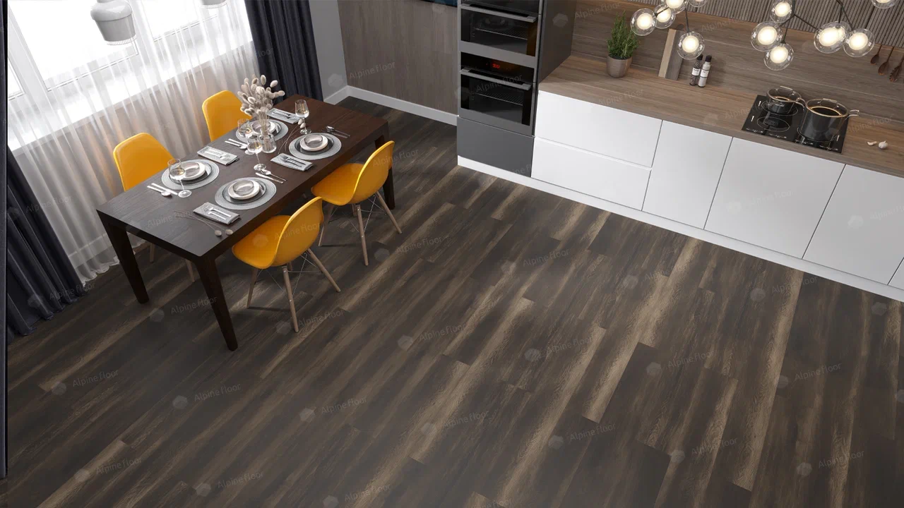 Кварцвиниловая плитка Alpine Floor клеевая Easy Line Орех Темный ECO 3-13 1219,2×184,15×3 фото в интерьере Кварцвиниловая плитка Alpine Floor клеевая Easy Line Орех Темный ECO 3-13 1219,2×184,15×3 фото в интерьере