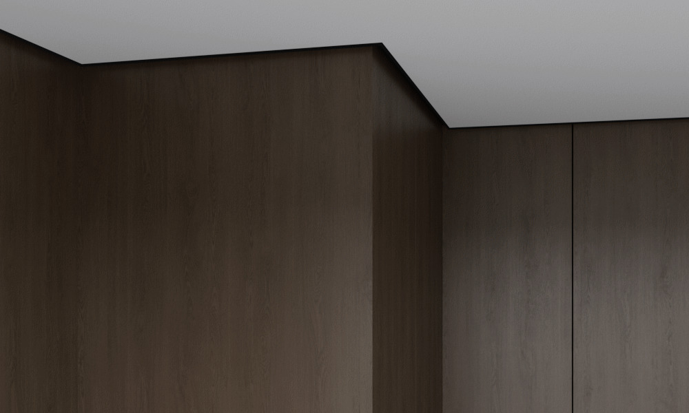 Профиль теневой алюминиевый Ликорн С-06.2.3 черный 2050×45,5×38 фото в интерьере