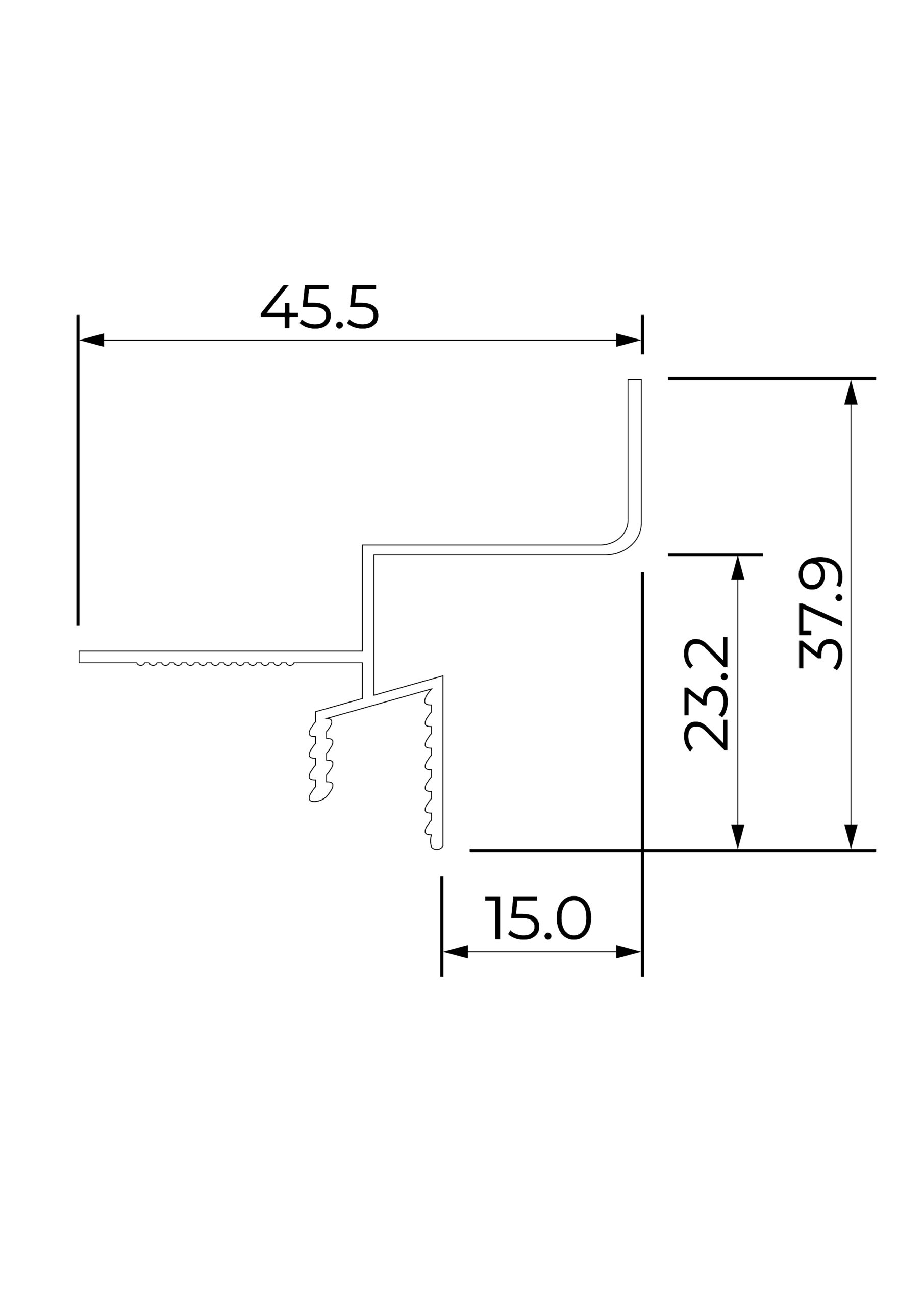 Профиль теневой алюминиевый Ликорн С-06.2.3 черный 2050×45,5×38