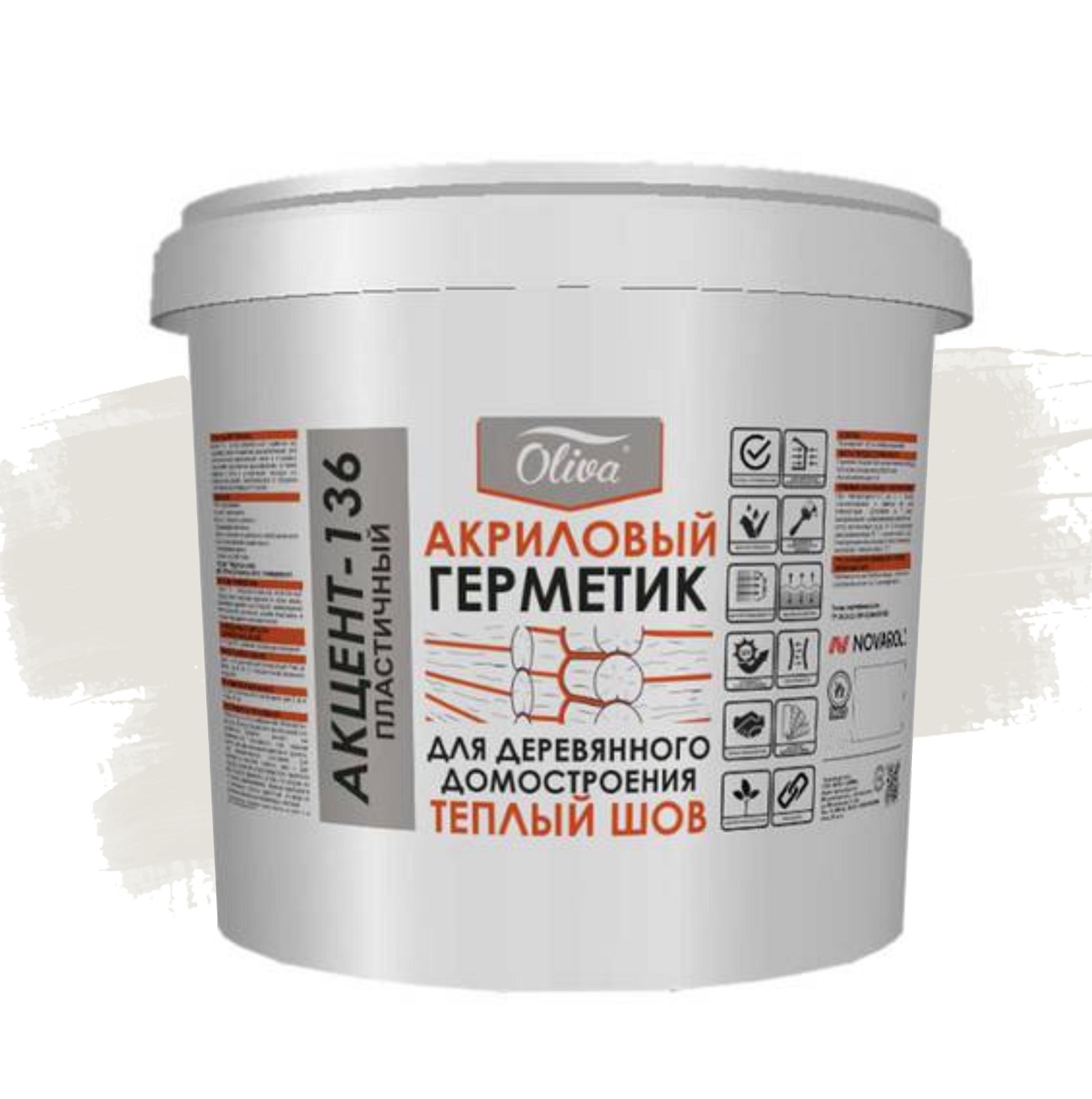 Герметик теплый шов Oliva Акцент-136 акриловый 001 Белый 10 л Герметик теплый шов Oliva Акцент-136 акриловый 001 Белый 10 л