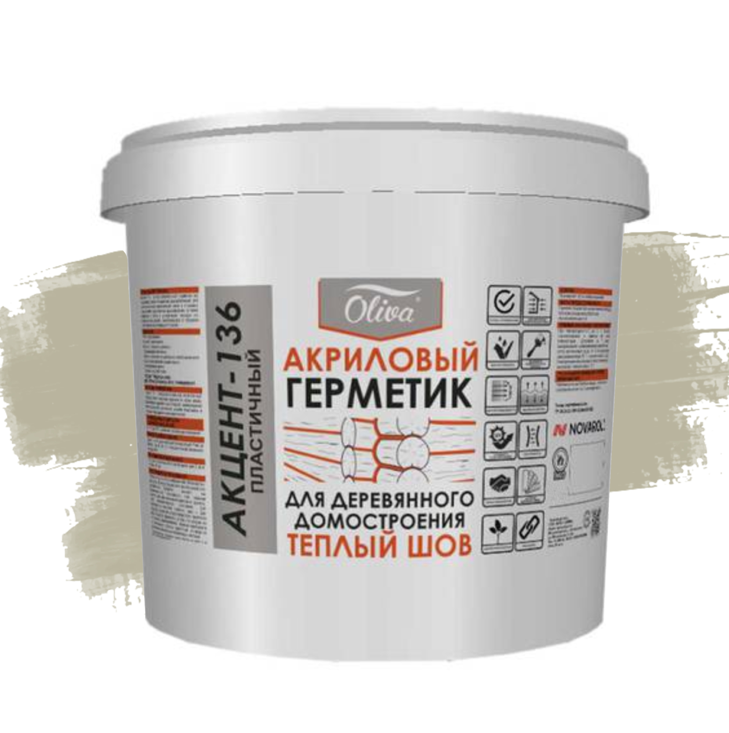 Герметик теплый шов Oliva Акцент-136 акриловый 010 Ясень 10 л Герметик теплый шов Oliva Акцент-136 акриловый 010 Ясень 10 л