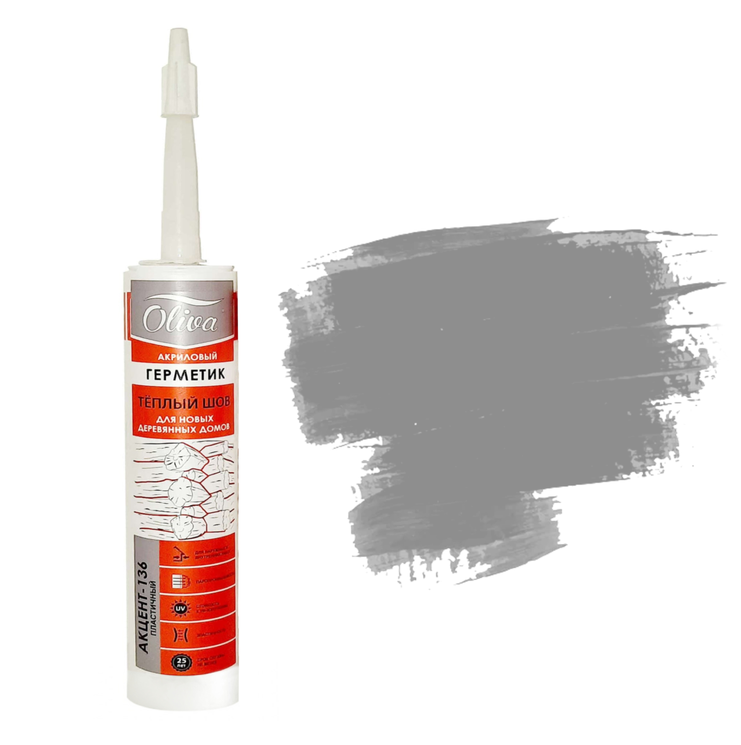 Герметик теплый шов Oliva Акцент-136 акриловый 015 Серый 0,31 л Герметик теплый шов Oliva Акцент-136 акриловый 015 Серый 0,31 л