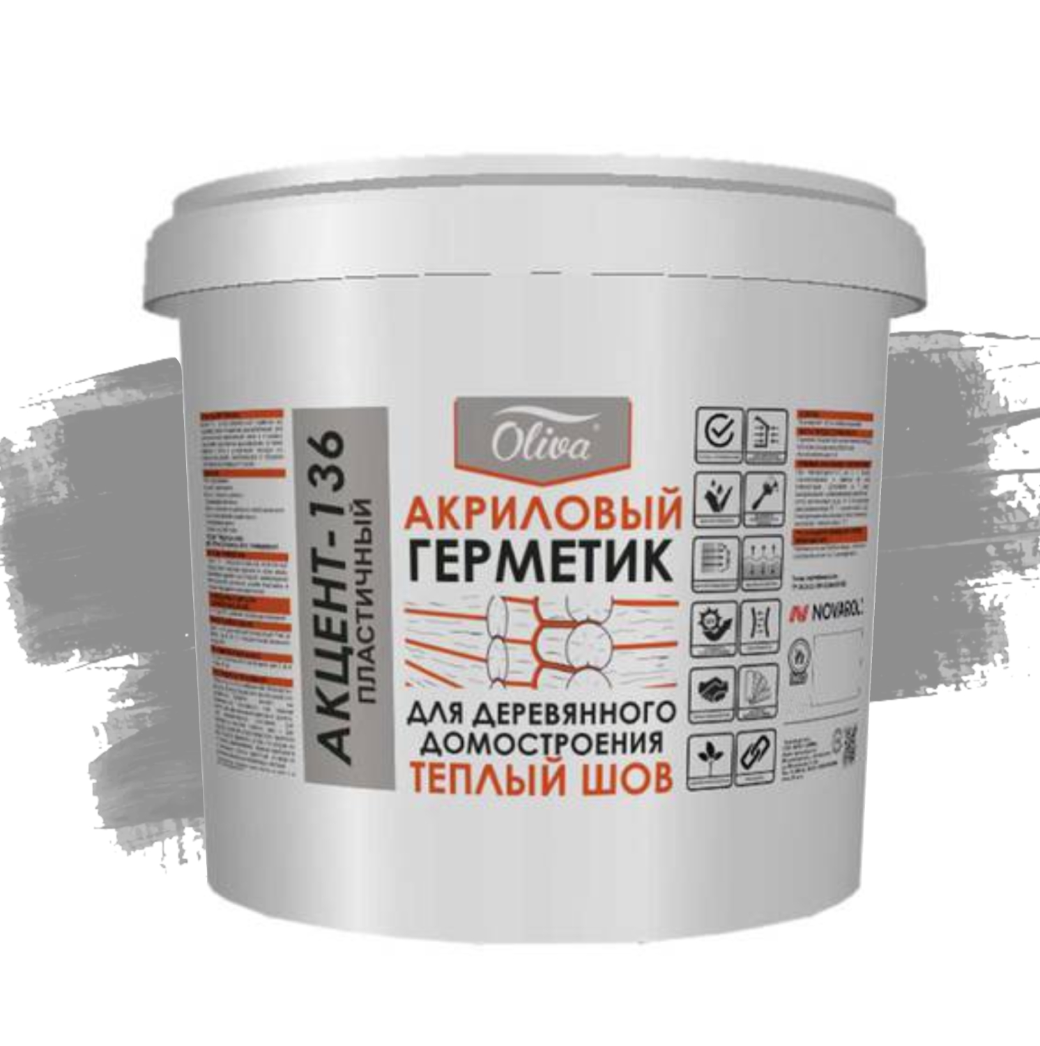 Герметик теплый шов Oliva Акцент-136 акриловый 015 Серый 10 л Герметик теплый шов Oliva Акцент-136 акриловый 015 Серый 10 л