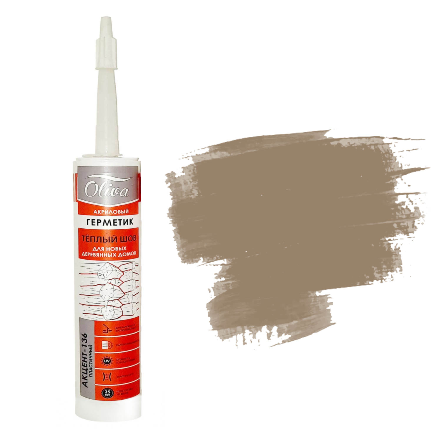 Герметик теплый шов Oliva Акцент-136 акриловый 018 Палисандр 0,31 л Герметик теплый шов Oliva Акцент-136 акриловый 018 Палисандр 0,31 л