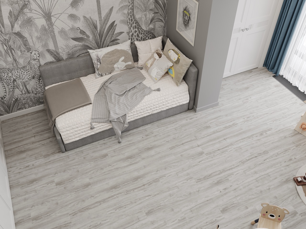 Кварцвиниловый SPC ламинат Cronafloor Nano Клен ZH-81134-6 1200×180×3,5 фото в интерьере