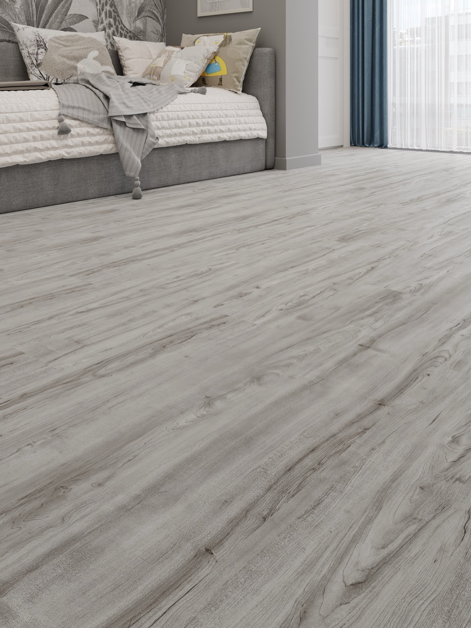 Кварцвиниловый SPC ламинат Cronafloor Nano Клен ZH-81134-6 1200×180×3,5 фото в интерьере