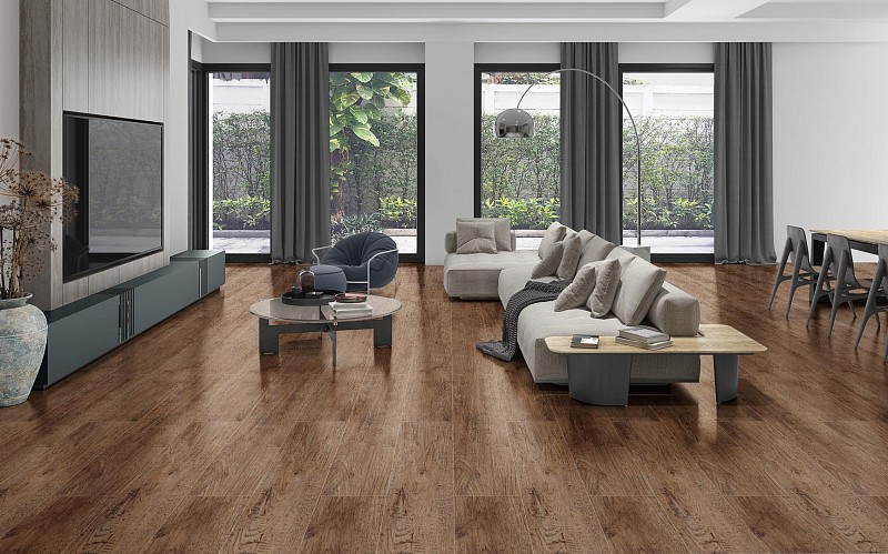 Кварцвиниловый SPC ламинат Cronafloor Nano Дуб Античный ZH-82017-2 1200×180×3,5 фото в интерьере