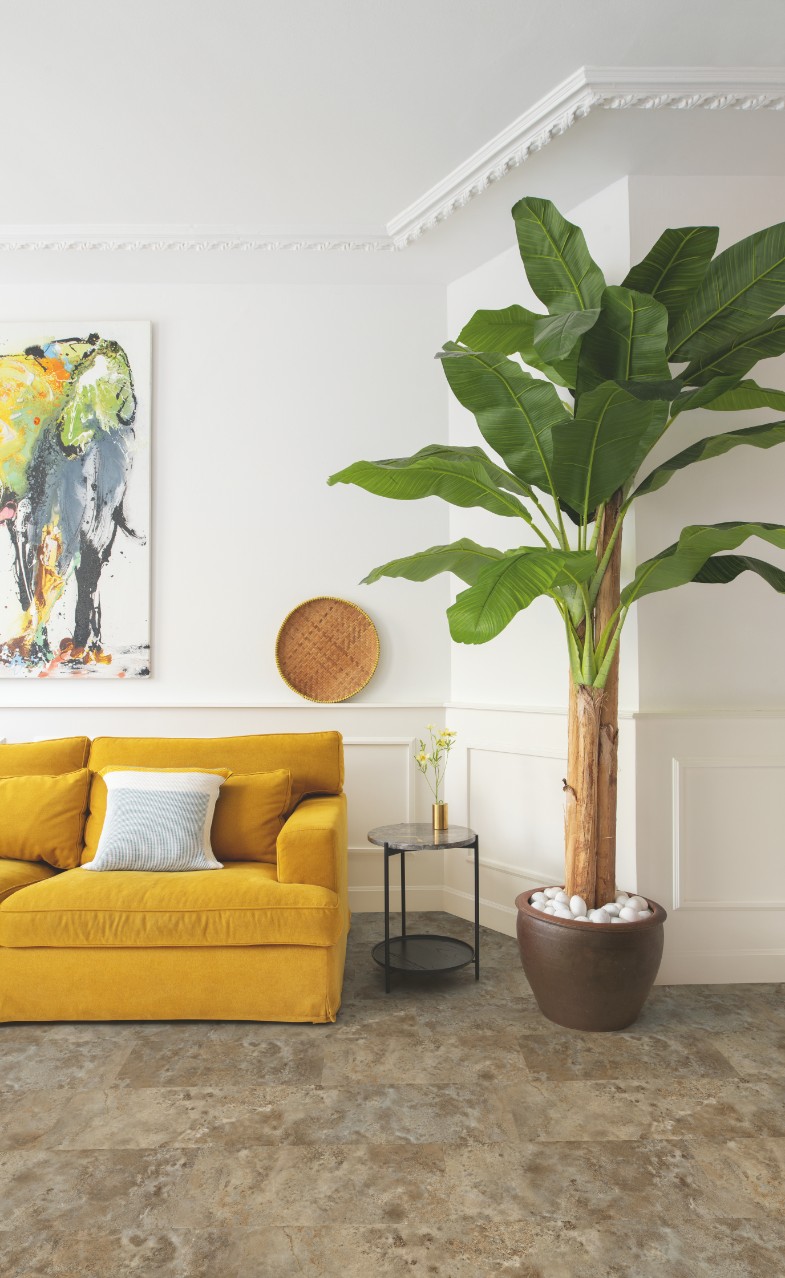 Кварцвиниловый SPC ламинат Quick Step Volcano Марфил VSPC20253 600×310×4,2 фото в интерьере