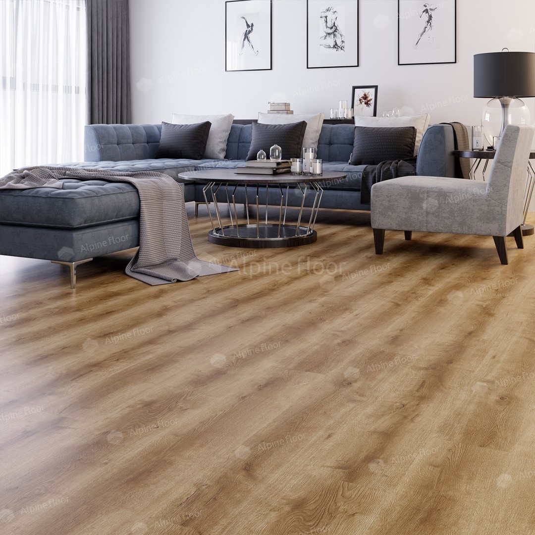 Ламинат Alpine Floor Legno Extra Дуб Мокка L 1007 1200×192,5×8 фото в интерьере