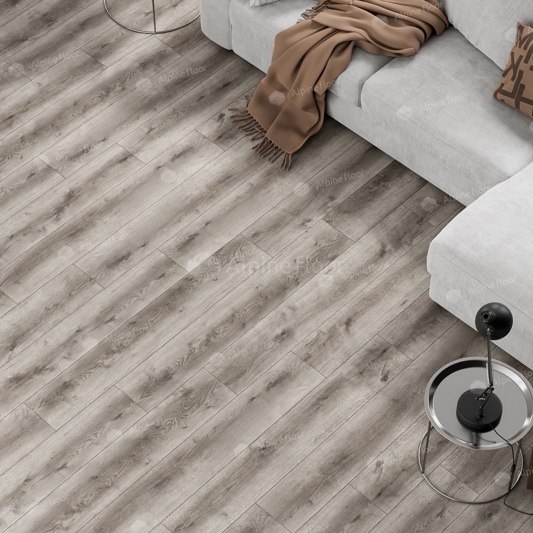 Ламинат Alpine Floor Milango Дуб Грей M 1024 1380×192,5×8 фото в интерьере