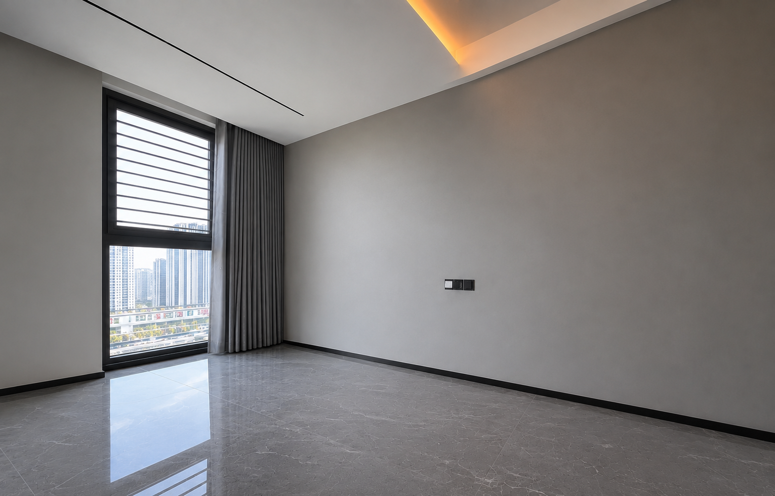 Плинтус алюминиевый Modern Decor L-образный черный 2950×80×10 фото в интерьере