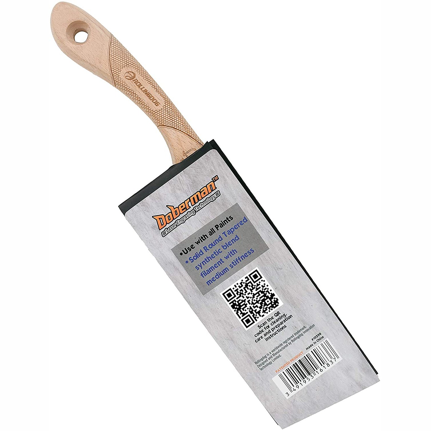 Кисть плоская Rollingdog DOBERMAN X1000 скошенная 10298 63,5 мм