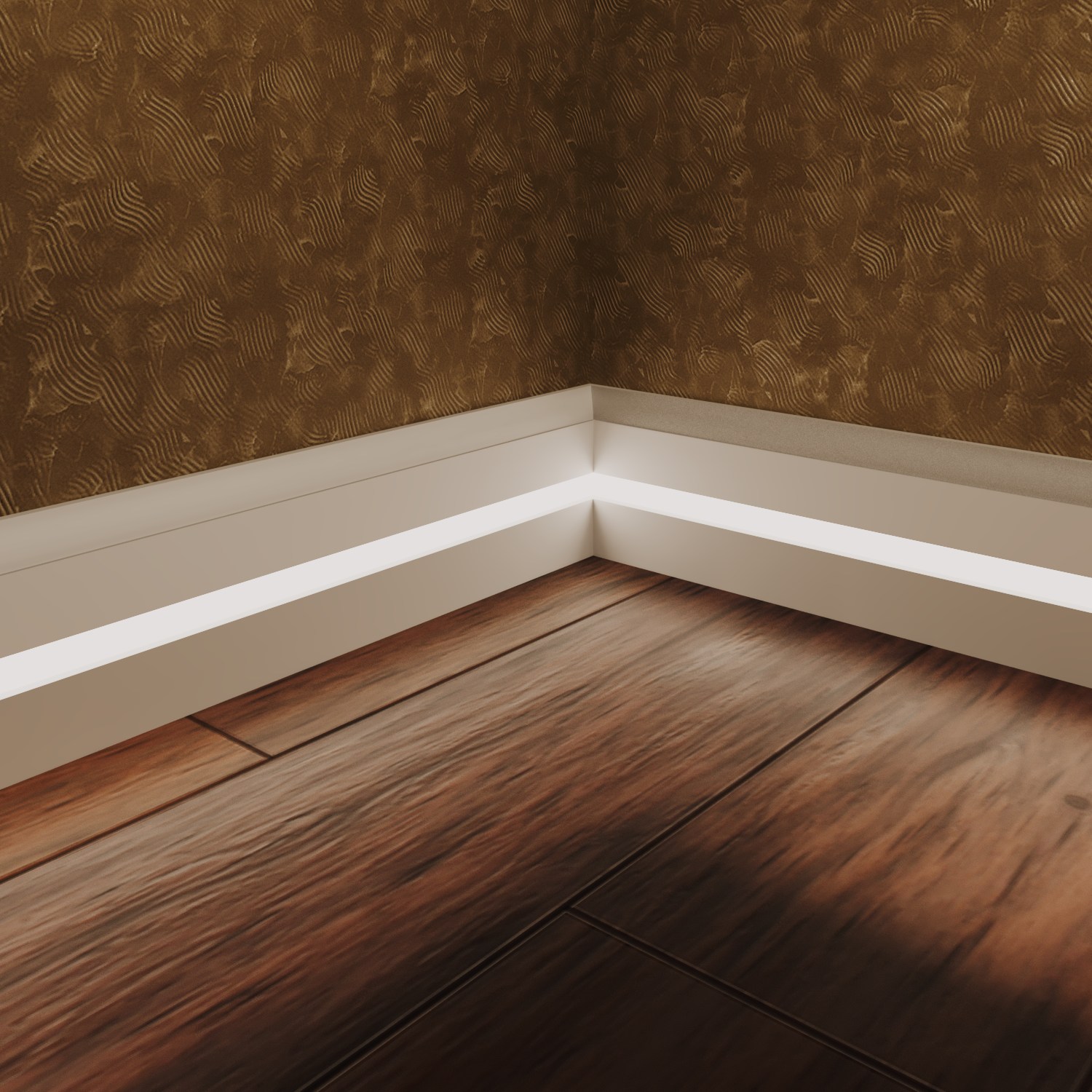 Плинтус МДФ под покраску Evrowood PN 060 Led с подсветкой 2000×83×12 фото в интерьере