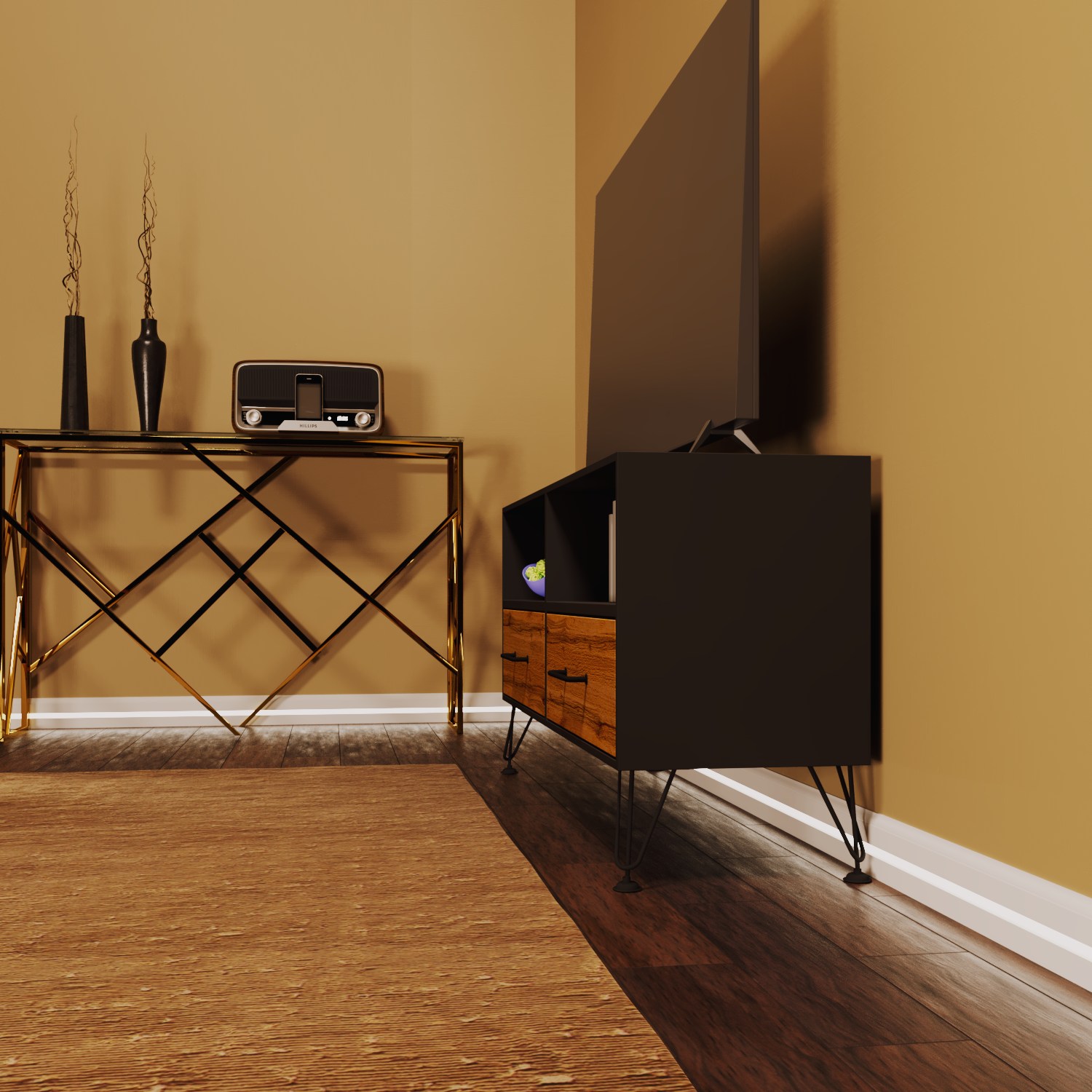 Плинтус МДФ под покраску Evrowood PN 060 Led с подсветкой 2000×83×12 фото в интерьере