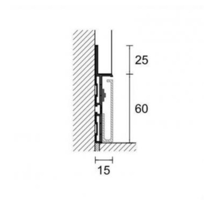 Плинтус алюминиевый скрытый Profilpas 88/6 78310 2000×60×15