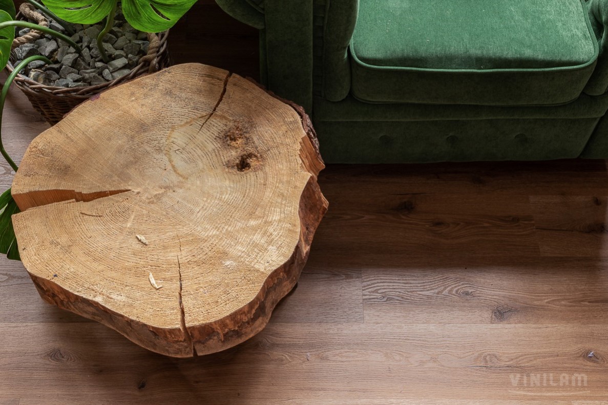 Кварцвиниловая плитка Vinilam клеевая Glue Дуб Норден 8861-EIR 1228×188×2,5 фото в интерьере