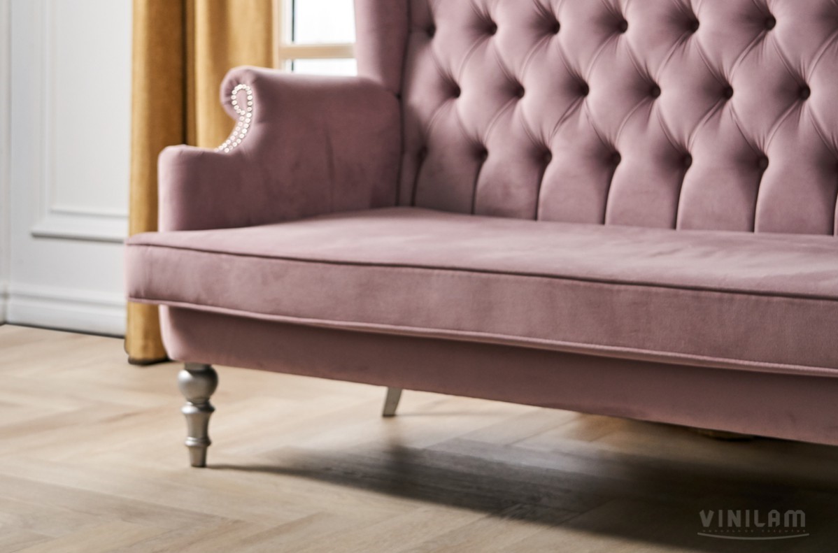 Кварцвиниловый SPC ламинат Vinilam Parquet Herringbone Паркет Скандинавский IS11188 венгерская елка 720×120×6,5 фото в интерьере