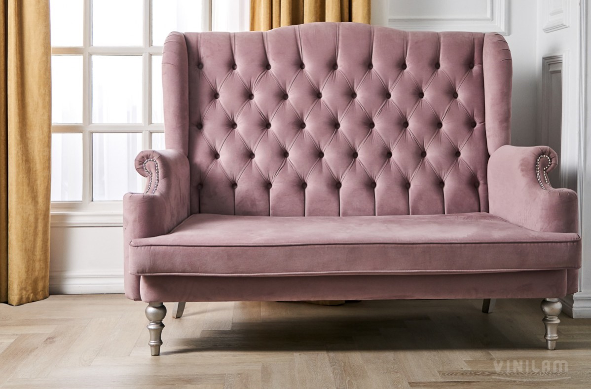 Кварцвиниловый SPC ламинат Vinilam Parquet Herringbone Паркет Скандинавский IS11188 венгерская елка 720×120×6,5 фото в интерьере