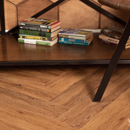 Кварцвиниловый SPC ламинат Vinilam Parquet Herringbone Паркет Де Вилль IS11210 венгерская елка 720×120×6,5