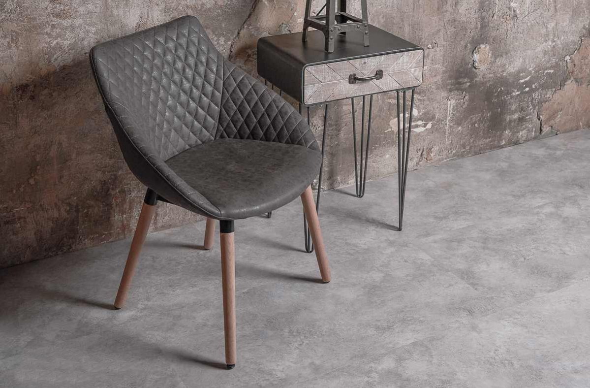 Кварцвиниловый SPC ламинат Vinilam Ceramo Stone Бетон 61606 940×470×8 фото в интерьере