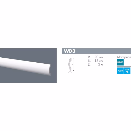 Молдинг из полистирола под покраску NMC Wallstyl Essenza WD3 2000×70×15