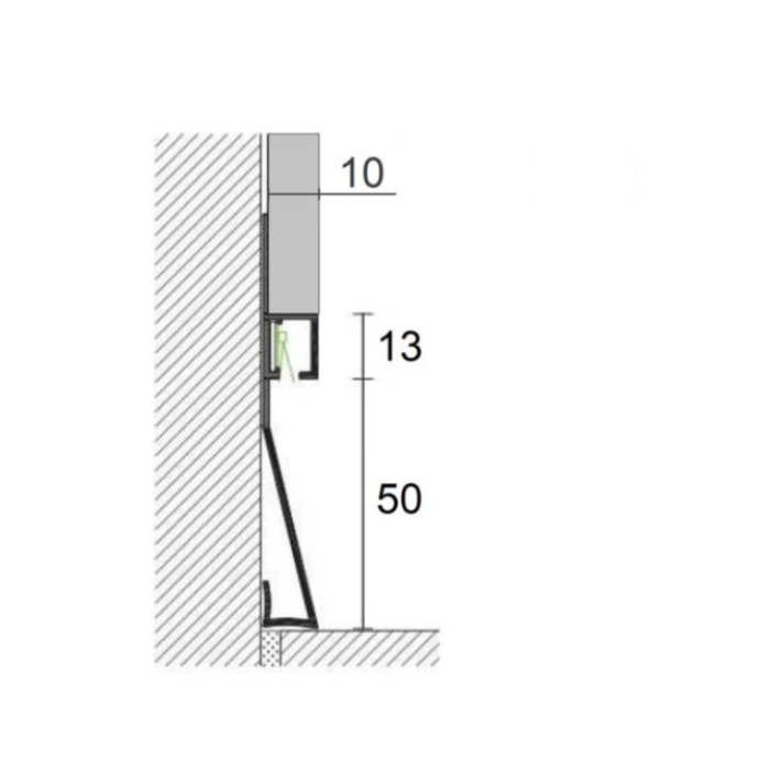 Плинтус алюминиевый теневой Profilpas SKL/2 серебро 78579 с подсветкой 2700×63×10
