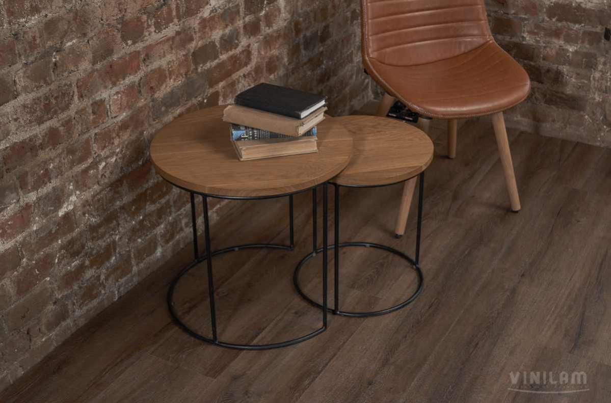 Кварцвиниловый SPC ламинат Vinilam Ceramo XXL Дуб Берн 8885-EIR 1520×225×5,5 фото в интерьере