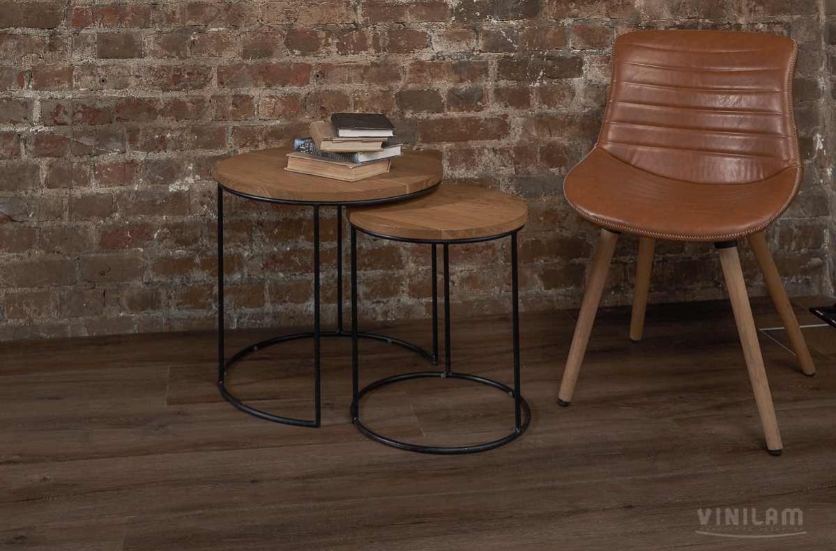 Кварцвиниловый SPC ламинат Vinilam Ceramo XXL Дуб Берн 8885-EIR 1520×225×5,5 фото в интерьере