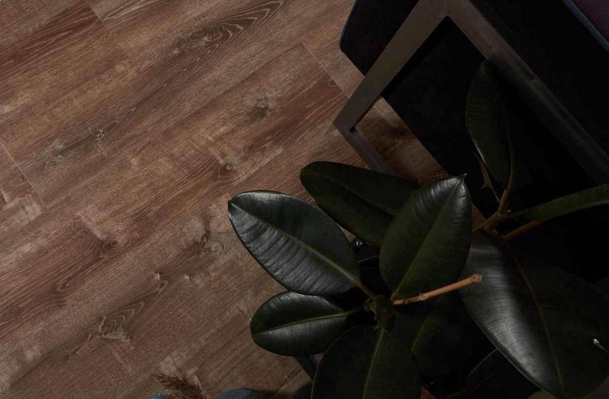 Кварцвиниловый SPC ламинат Vinilam Allure ISOCORE Дуб дымчатый I966101 1210×220×7,5 фото в интерьере