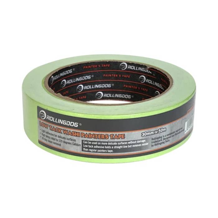 Малярная лента Rollingdog Low Tack Washi Tape для деликатных поверхностей зеленая 81445 50м×30мм