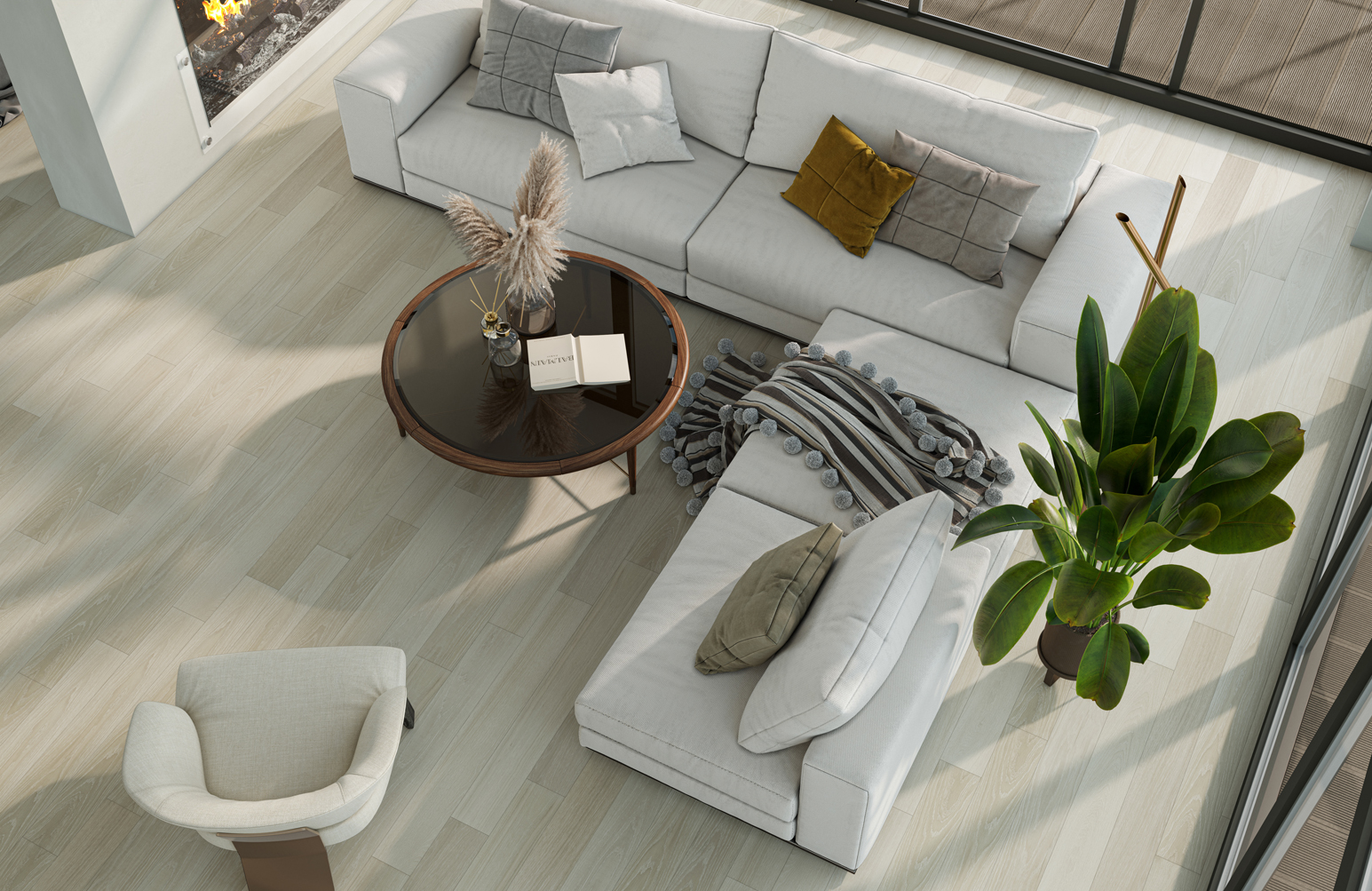 Композитная паркетная доска Quartz Parquet Классик Дуб лимба 405 400-1220×152×5 фото в интерьере