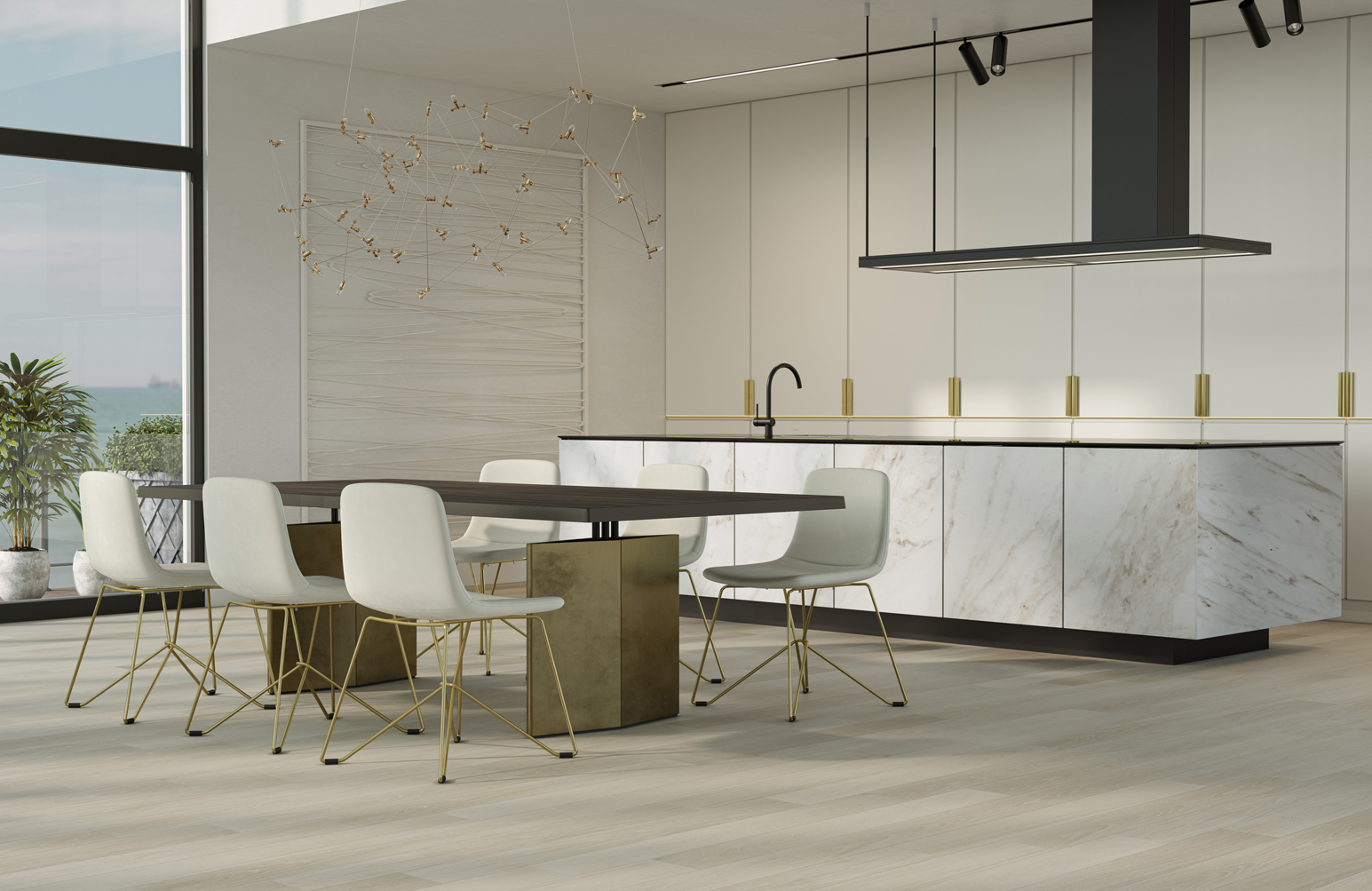 Композитная паркетная доска Quartz Parquet Классик Дуб лимба 405 400-1220×152×5 фото в интерьере